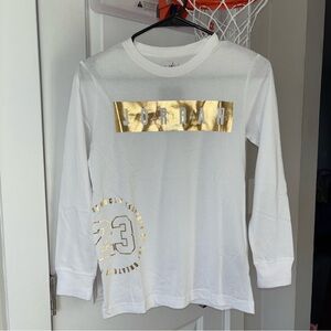 Jordan White and Gold Kids Long Sleeve Shirt Size M 10/12 years